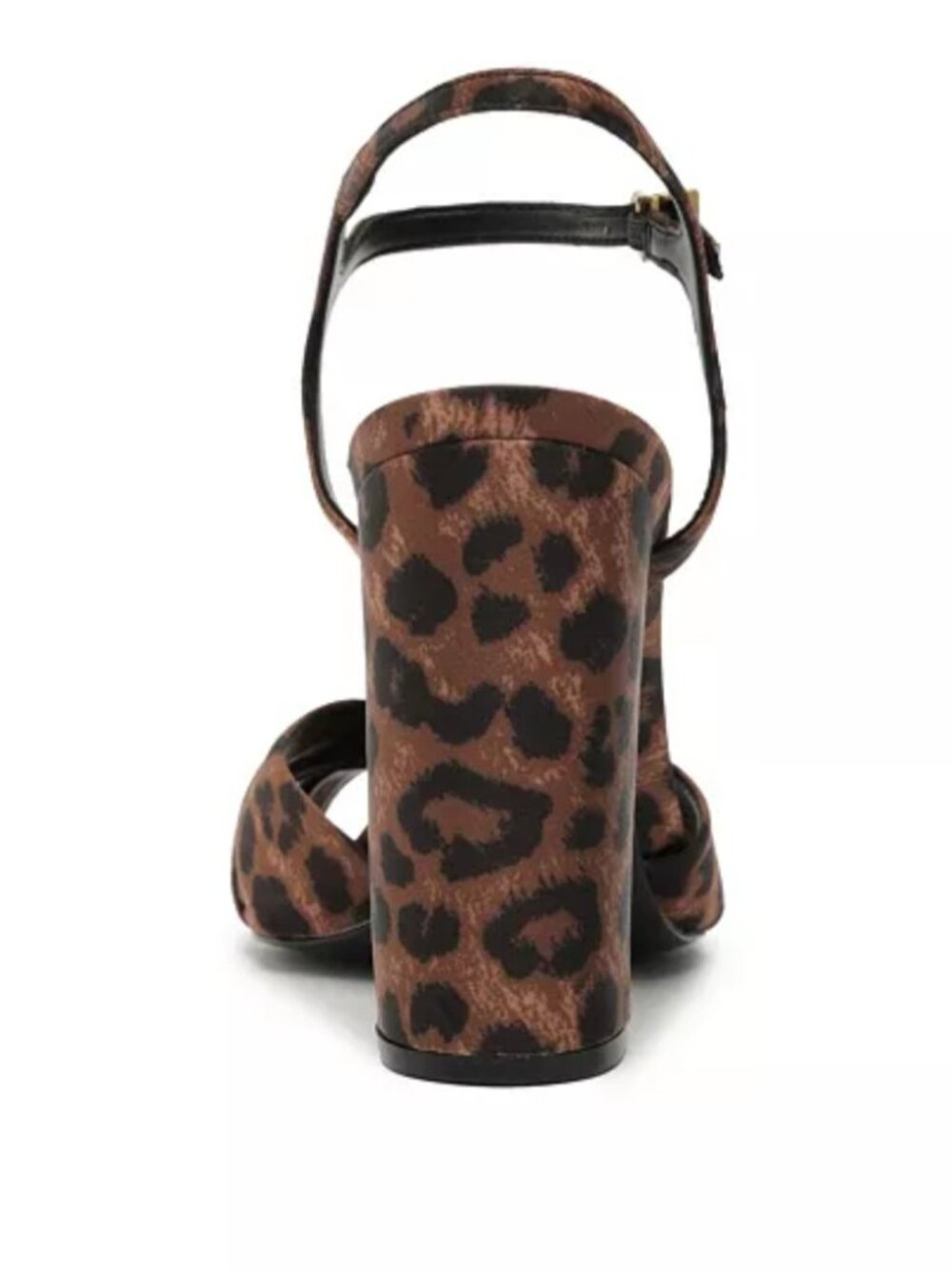 Schutz Wild Satin Animal Print Keefa Block Sandal Heel - Picture 10 of 11